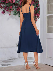 Tie-Front A-Line Midi Dress