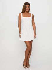 You Can Embroidered Mini Dress White