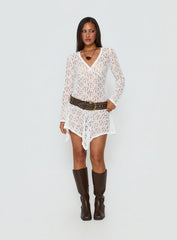 Somanie Long Sleeve Lace Mini Dress White