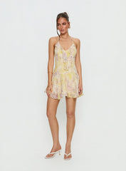Hey Blondie Ruffle Halter Mini Dress Multi Floral