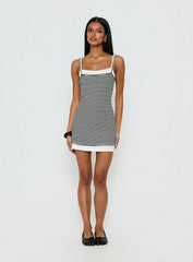 Bronxie Layered Mini Dress Black / White Stripe