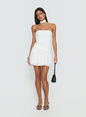 Odela Strapless Drop Waist Mini Dress White