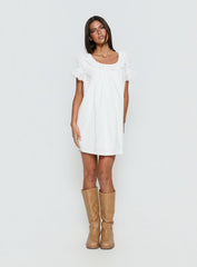 Trinka Frill Collared Mini Dress White