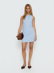 Falling Stars Ruched Mini Dress Baby Blue