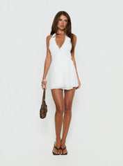 Taija Wrap Mini Dress White