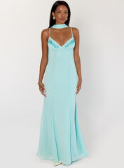 Jadira Scarf Maxi Dress Aqua
