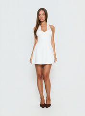 Josanna Crochet Halter Mini Dress White
