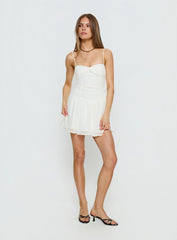 So At Peace Sweetheart Drop Waist Mini Dress White