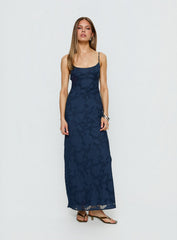 Ariadne Scoop Backless Maxi Dress Navy Burnout