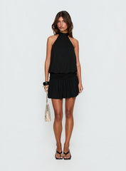 Lealeia Halter Slouch Mini Dress Black