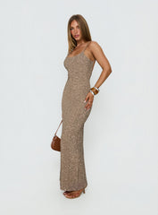 Knox Maxi Dress Brown Sequin
