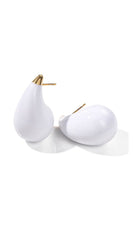 Water Drop Stud Earrings - Gold White