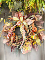 Silk floral mixed taste of november wreath 25 inch handmade outdoor safe for farmhouse traditional fall home decor from Magnolias Home Decor