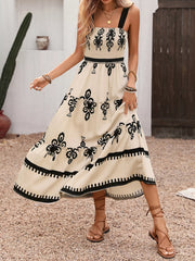 Smocked Wide Strap Tiered Dress