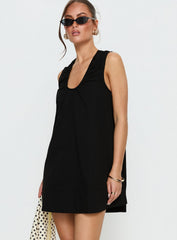 Eberta Ruched Baby Doll Mini Dress Black