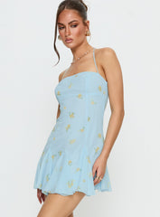 Delamere Mini Dress Pastel Blue Floral