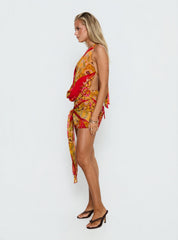 Snakepit Halter Plunge Mini Dress Paisley Splice