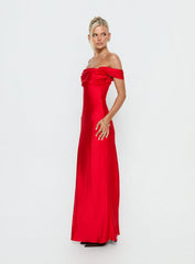 Azura Off The Shoulder Maxi Dress Red
