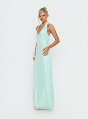 Isanna Halter Sequin Maxi Dress Jelly Mint