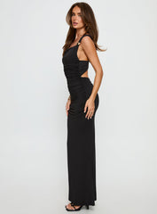 Yakira Halter Cut Out Maxi Dress Black