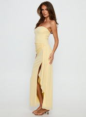 Analeah Strapless Maxi Dress Lemon Yellow