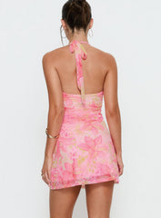 Let Go V Neck Mini Dress Multi Floral