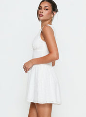 Thinking Bout You Lace Trim Sleeveless Mini Dress White