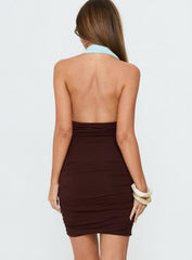 Nalomi Halter Mini Dress Brown / Blue