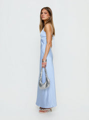 Normanby V Neck Tie Detail Maxi Dress Blue