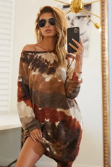 BiBi Tie Dye Print Knit Dress with Side Pocket