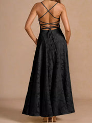 Lace Up Back Spaghetti Strap Maxi Dress