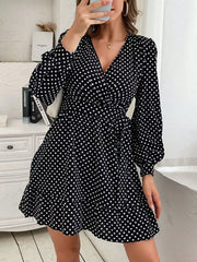 Polka Dot Wrap Mini Dress
