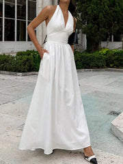 Halter Neck Flowy Maxi Dress