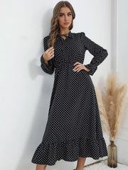 Polka Dot Ruffle Hem Midi Dress