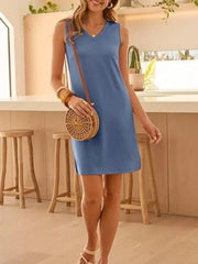 Sleeveless V-Neck Casual Mini Dress