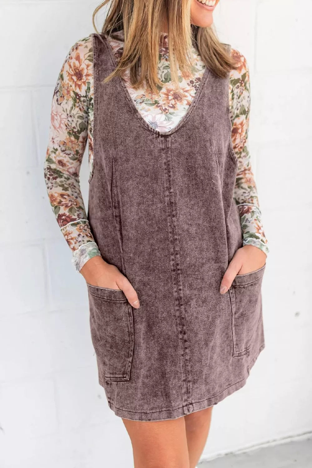 Vintage Wash Denim Overall Dress