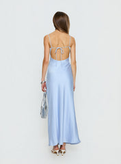 Normanby V Neck Tie Detail Maxi Dress Blue