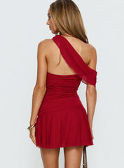 Darline One Shoulder Mini Dress Red
