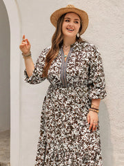 Plus Size Floral Print Long Sleeve Maxi Dress