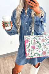 Vintage Wash Button-Down Denim Dress