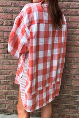 Oversized Plaid Button-Down Shirt Dress