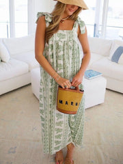 Elegant Floral Print Tie-Shoulder Dress