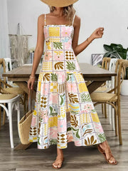 Printed Cutout Back Cami Dress