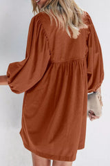 Corduroy Button-Down Babydoll Dress