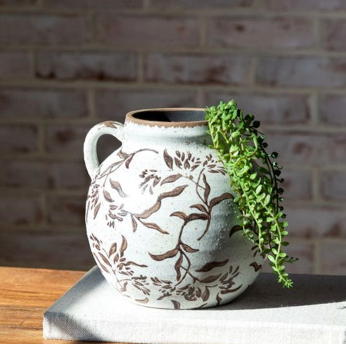 7" Brown & White Leaf Pattern