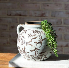 7" Brown & White Leaf Pattern