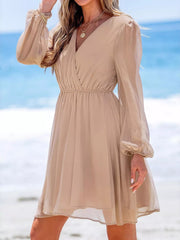 Surplice Long Sleeve Mini Dress