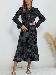 Polka Dot Ruffle Hem Midi Dress