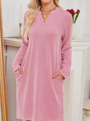 Casual Ribbed Knit Long Sleeve Dress
