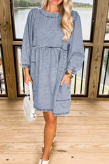 Vintage Wash Denim Dress with Pockets